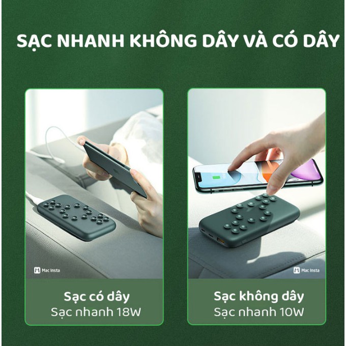 Pin sạc dự phòng núm hút chân không USAMS Suction Cup 10000mah sạc nhiều thiết bị cùng lúc