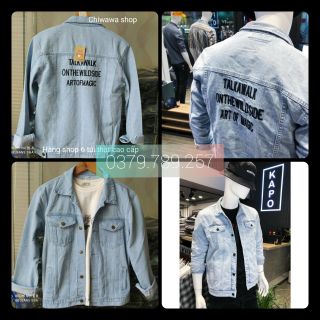 [Loại 1] Áo khoác jean nam Hàn Quốc Style 30-90 và Talk màu xám trắng form chuẩn shop bao đẹp