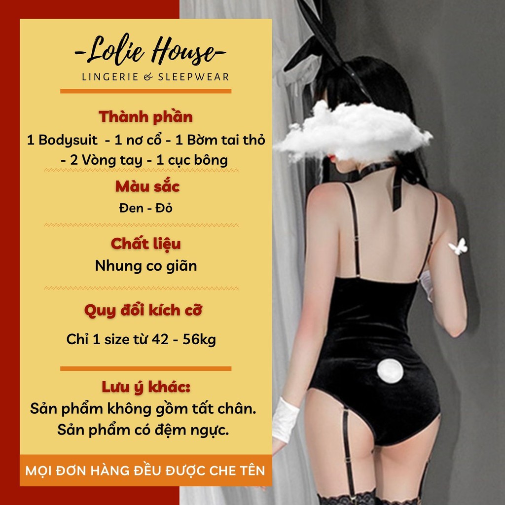 Bodysuit cosplay thỏ hầu gái playboy sexy bằng nhung có bờm tai thỏ bunny LOLIE HOUSE - CP12 | BigBuy360 - bigbuy360.vn