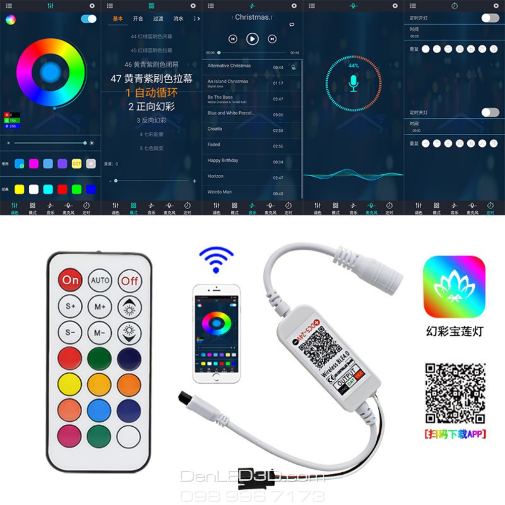 Mạch Điều Khiển RF Cho Led Đuổi WS2812, WS2811, 1903, Kèm Remote