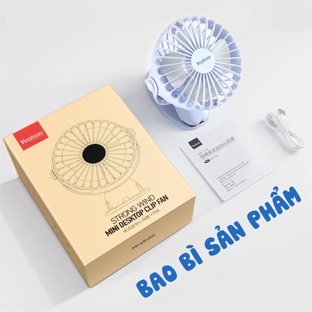 Quạt sạc mini để bàn YOOBAO F04 6400mAh Xoay 720 độ - Chạy 32 giờ liên tục - Hàng chính hãng