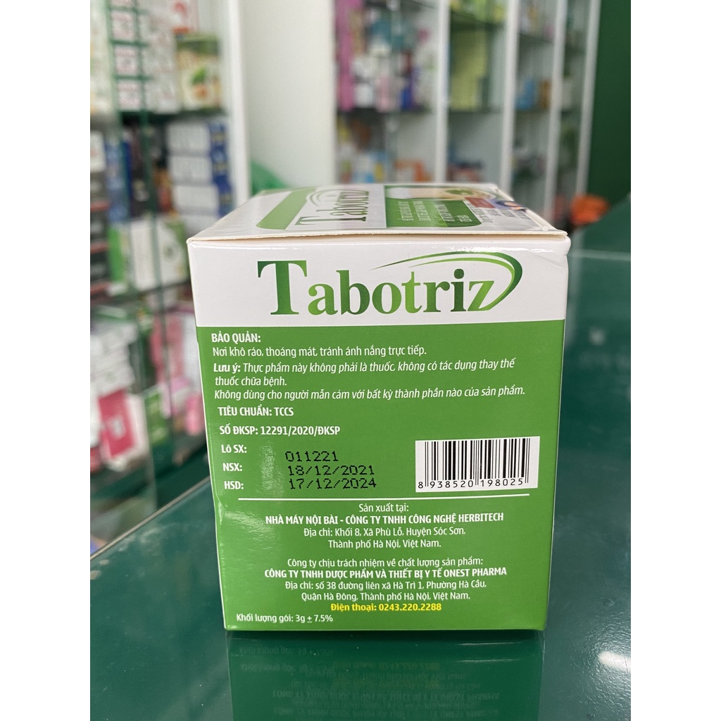 Tabotriz - Hỗ trợ bổ sung chất xơ cho cơ thể, hỗ trợ giảm nguy cơ táo bón, tăng cường tiêu hoá và hỗ trợ nhuận tràng