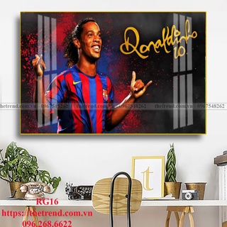 Tranh tráng gương Ronaldinho, tranh cầu thủ bóng đá, tranh cầu thủ Ronaldinho
