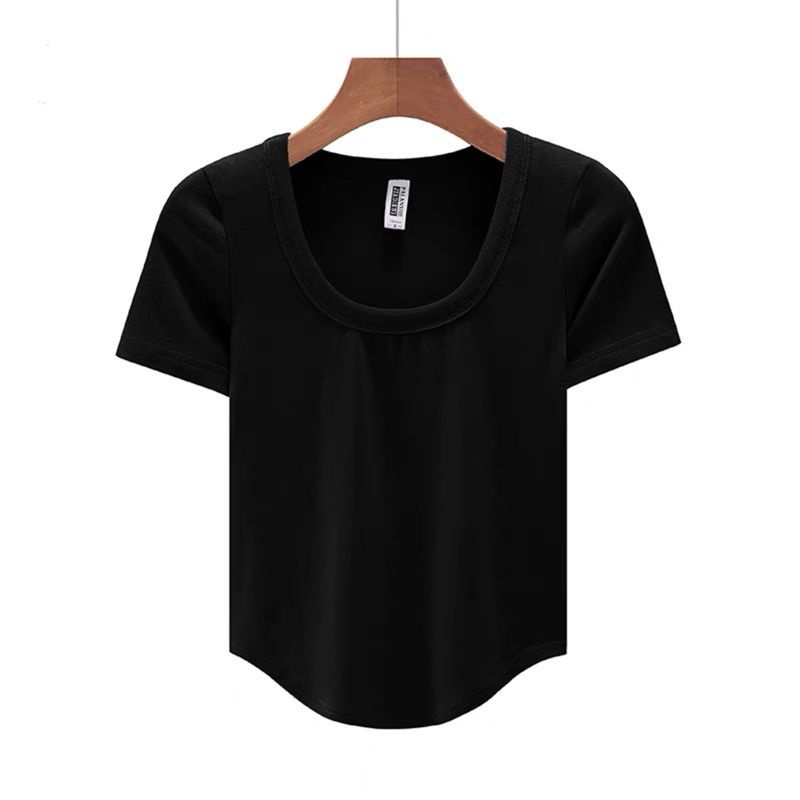 Áo thun JSC ngắn tay ôm dáng phong cách cổ điển Mỹ cho nữ