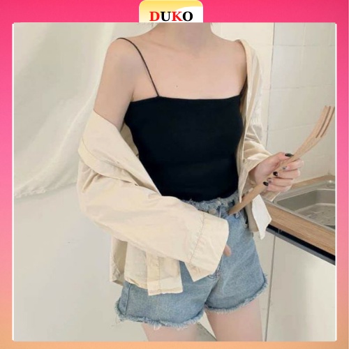 Áo hai dây nữ croptop bản to sợi bún dáng ôm body đẹp DUKO FASHION