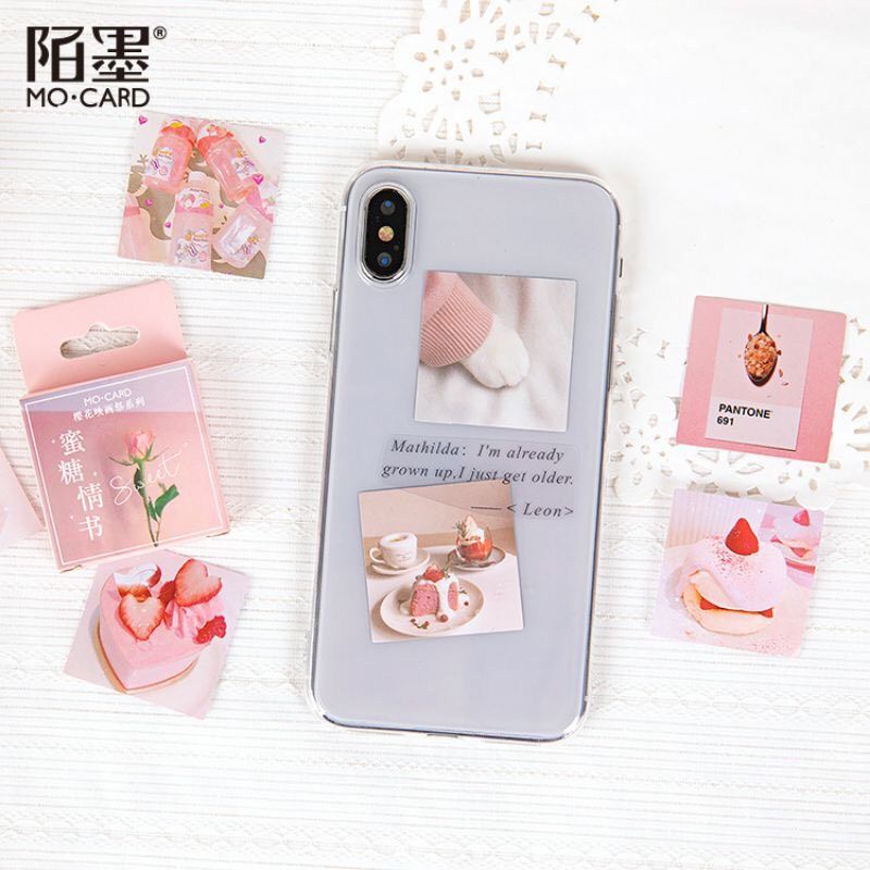 Combo sticker dán bình nước bàn phím điện thoại và dây thun cột tóc