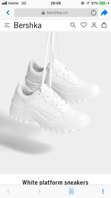 bershka white platform sneakers