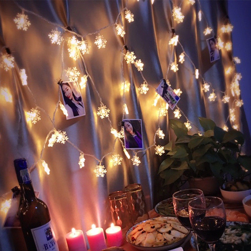 Rèm cửa sổ Đèn LED 20 Bóng Hình Bông Tuyết Trang Trí Giáng Sinh