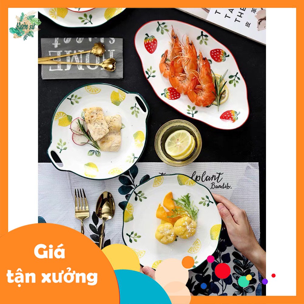 Bát sứ,đĩa sứ họa tiết chanh,dâu, bát trang trí món ăn, salad cao cấp ( BÁN LẺ ) - VS370