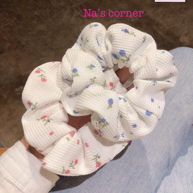 Thun cột tóc vải chun buộc hoa nhí