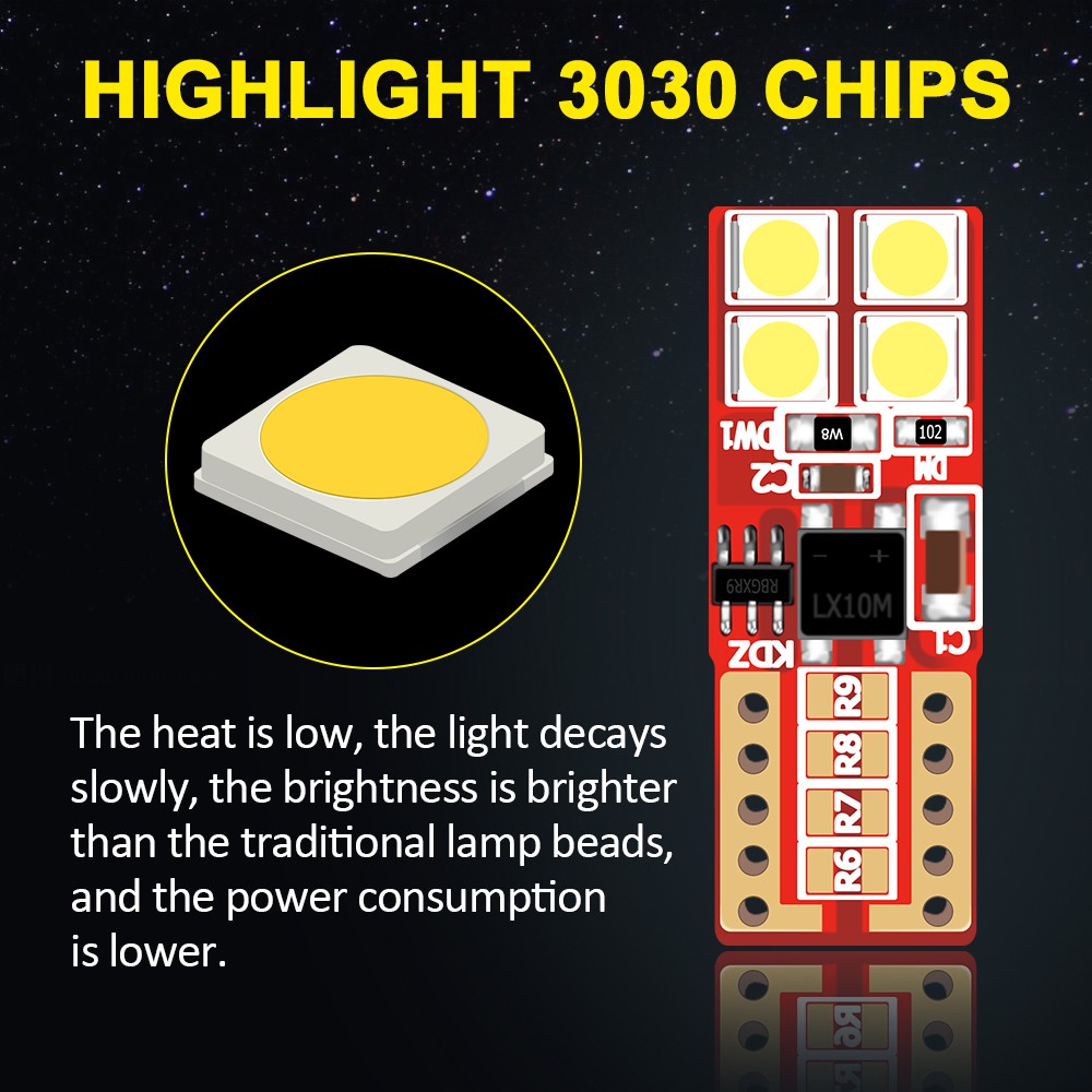 Đèn led 8 bóng t10 w5w 194 168 12v thích hợp cho xe hơi