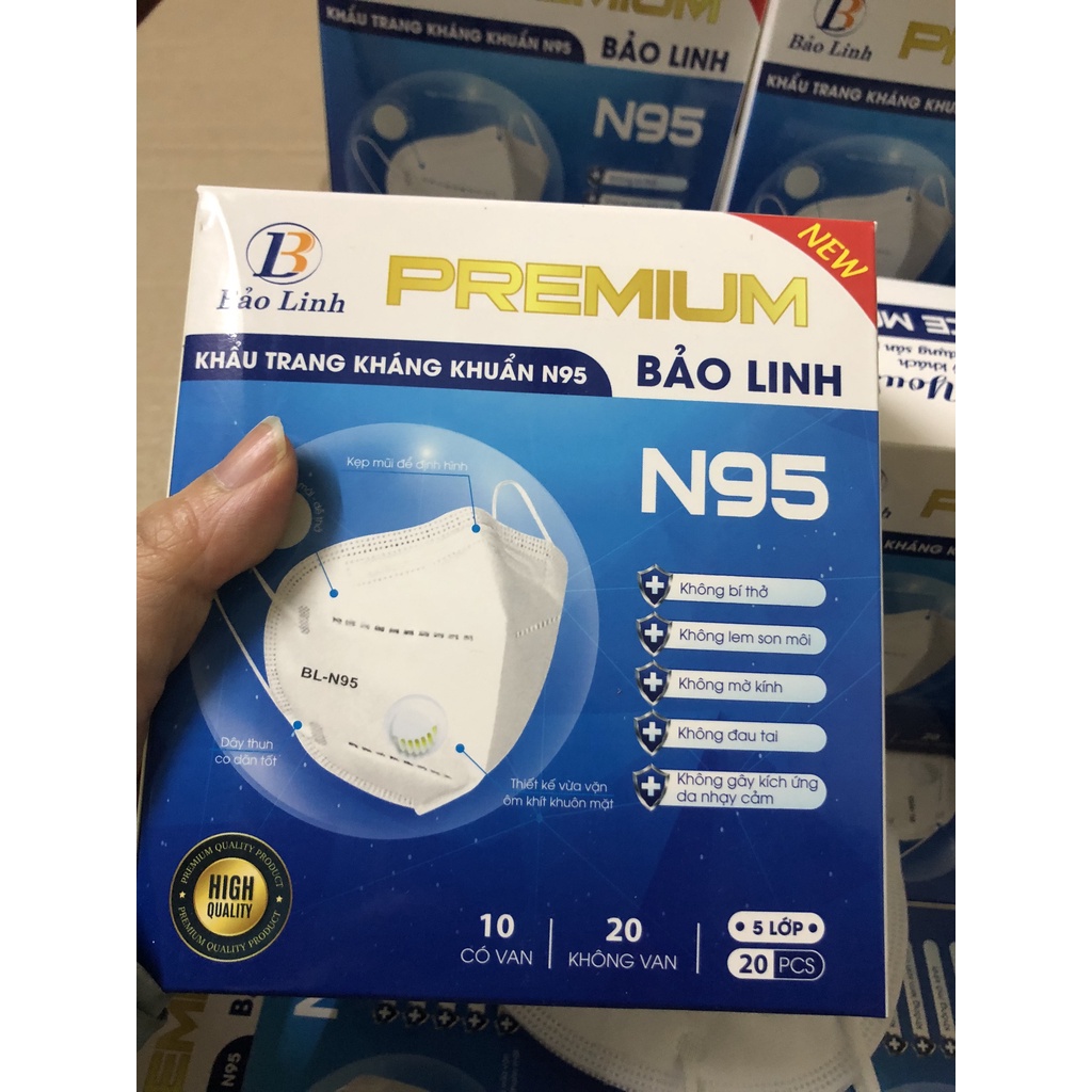 KHẨU TRANG N95 CÓ VAN THỞ - HỘP KHẨU TRANG Y TẾ 5 LỚP SIÊU KÍN CHỐNG BỤI MỊN, VIRUS KHÔNG LEM SON, BÍ THỞ, MỜ KÍNH