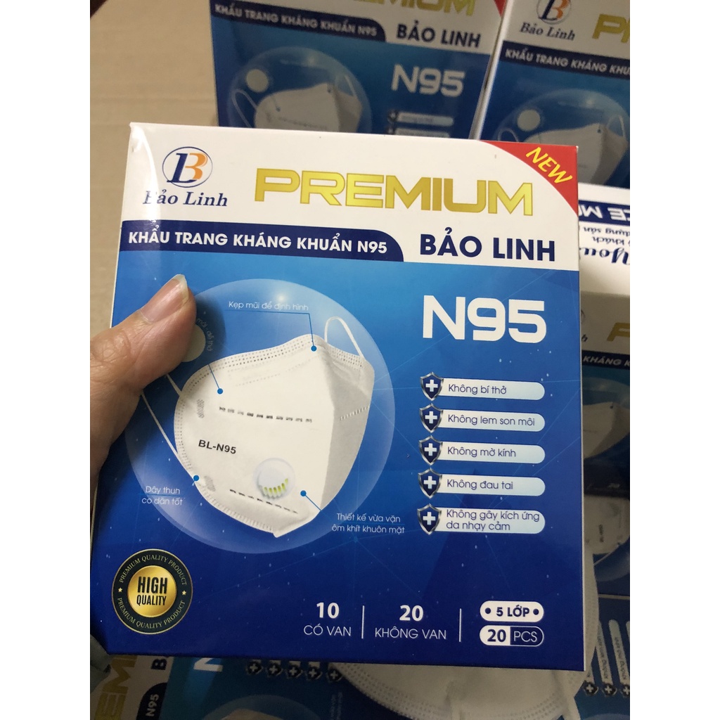 KHẨU TRANG N95 CÓ VAN THỞ - HỘP KHẨU TRANG Y TẾ 5 LỚP SIÊU KÍN CHỐNG BỤI MỊN, VIRUS KHÔNG LEM SON, BÍ THỞ, MỜ KÍNH