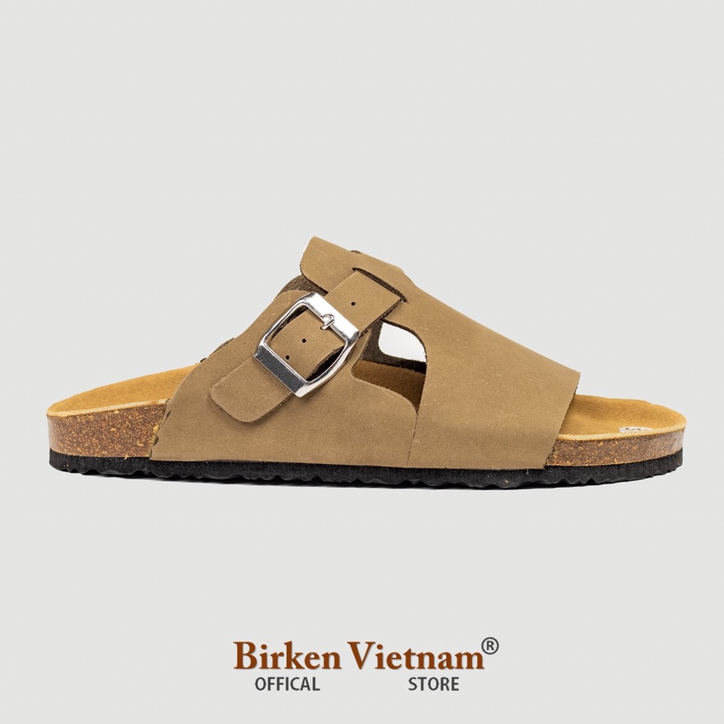 MÃ D26 DÉP DA BÒ Đế Trấu Quai Ngang Nguyên Tấm Unisex Birken Vietnam Bioline