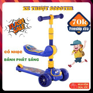 Xe trượt scooter 💥FREESHIP💥 đa năng phát sáng cho bé từ 2 đến 8 tuổi - Xe thăng bằng có nhạc, ghế nhún cho trẻ DC009