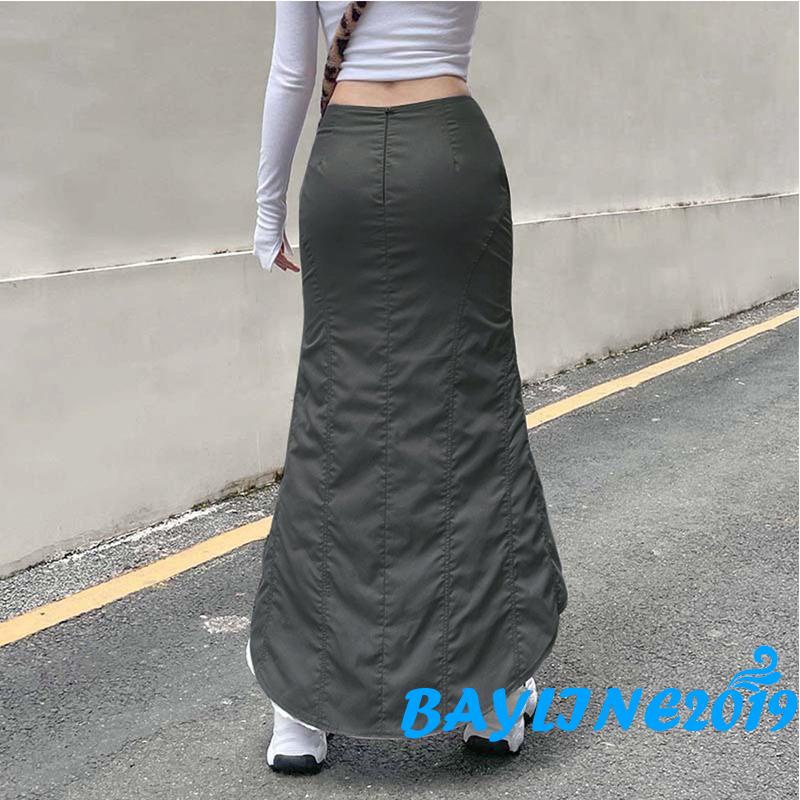 Chân Váy Đuôi Cá Lưng Cao Màu Sắc Tương Phản Thời Trang Mùa Hè Cho Nữ Size S/M/L/XL
