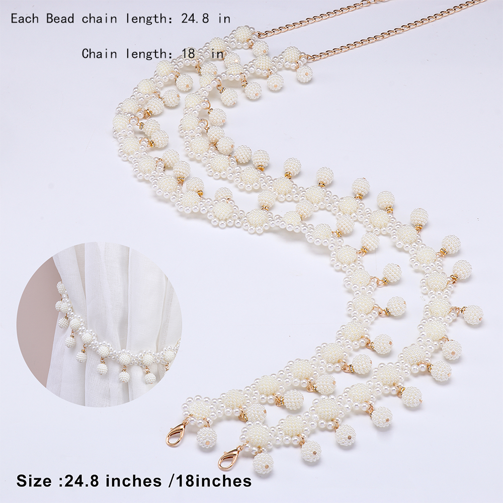 DAPHNE Set 2 Dây Buộc Rèm Cửa Đính Ngọc Trai Giả