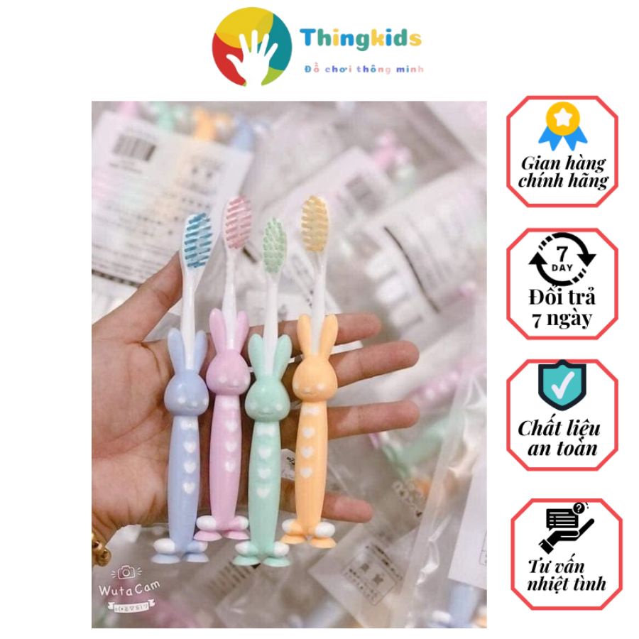 Set 4 Bàn Chải Đánh Răng Hút Stand Hình Thỏ Cho Trẻ Em - Thingkids