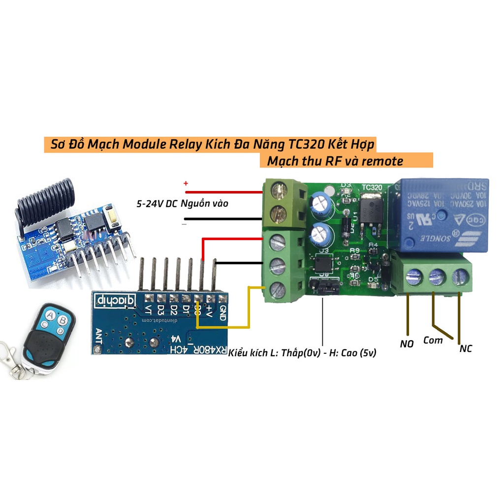 Module Relay Da Năng TC320 5V Đến 24VDC Kích High Low