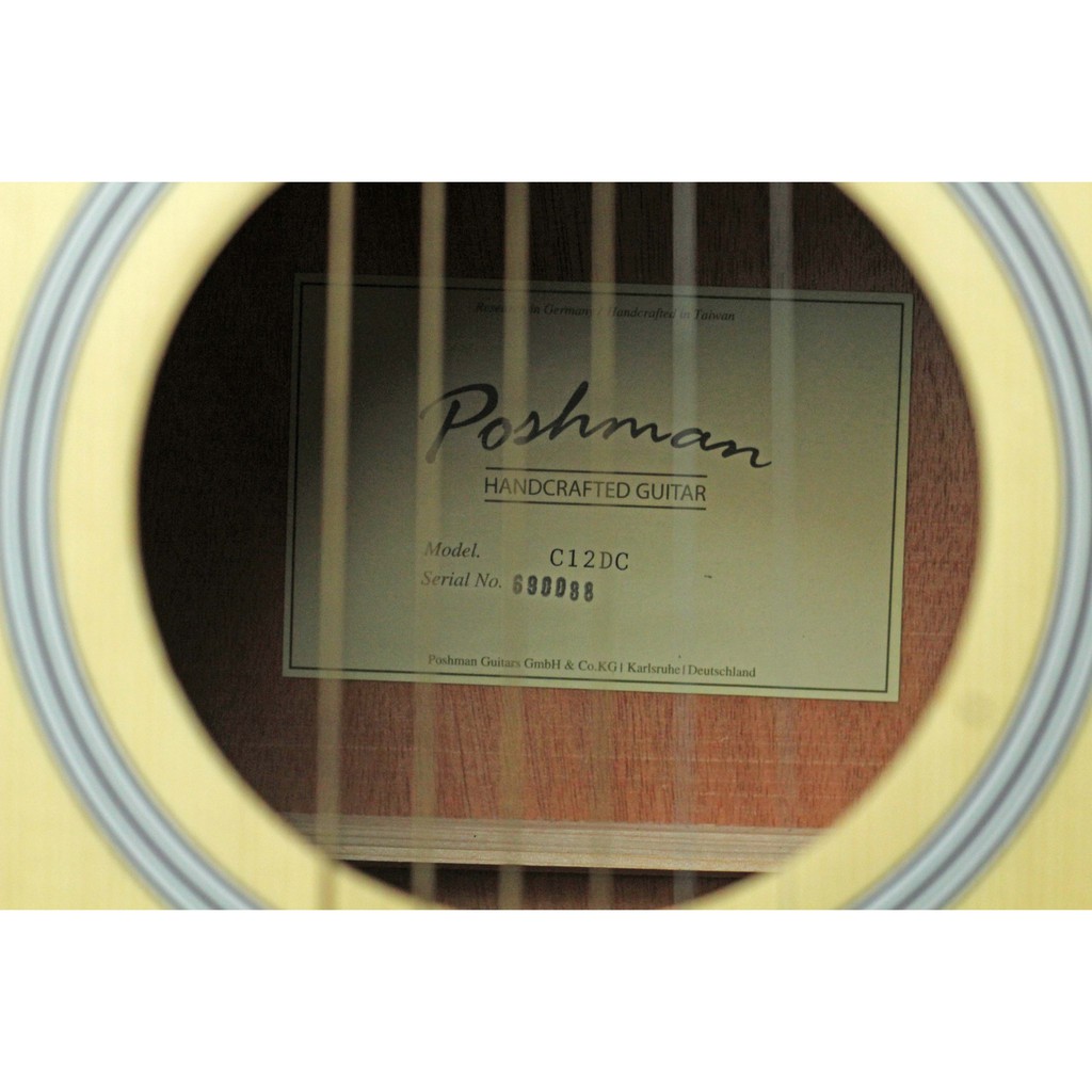 Đàn Guitar Acoustic Poshman C12DC+ Tặng bao mỏng +capo + pic + ty chỉnh cần