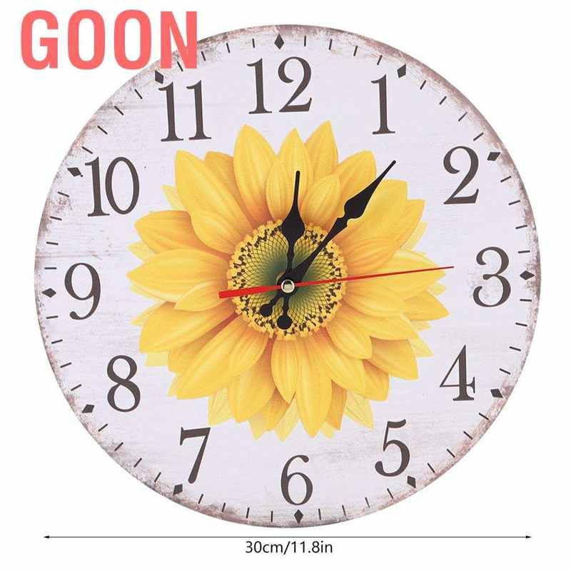 GOON Đồng Hồ Treo Tường 30cm Họa Tiết Hoa Dùng Trang Trí Phòng Khách / Phòng Ngủ / Văn Phòng