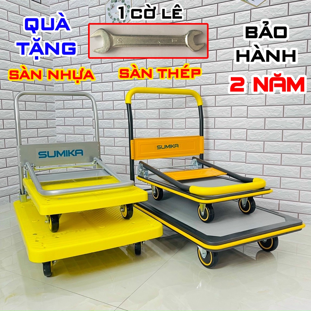 4 mẫu Xe đẩy hàng sàn thép &amp; sàn nhựa chính hãng Sumika tay cầm gấp gọn T150 &amp; T170 &amp; T300 &amp; T350 (bảo hành 2 năm)