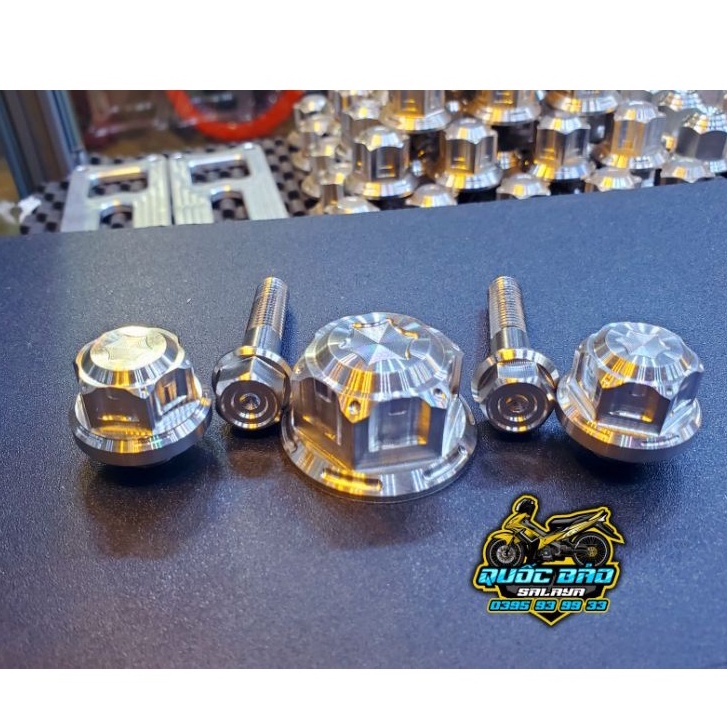 Bộ 5 ốc chảng ba TBT chất liệu inox 304 lắp ghi đông cho satria sonic raider