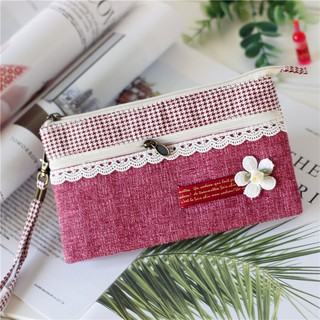 Túi Đựng Điện Thoại Di Động/Tiền Xu/Điện Thoại Bằng Vải Cotton Lanh Họa Tiết Hoa Phong Cách Mới