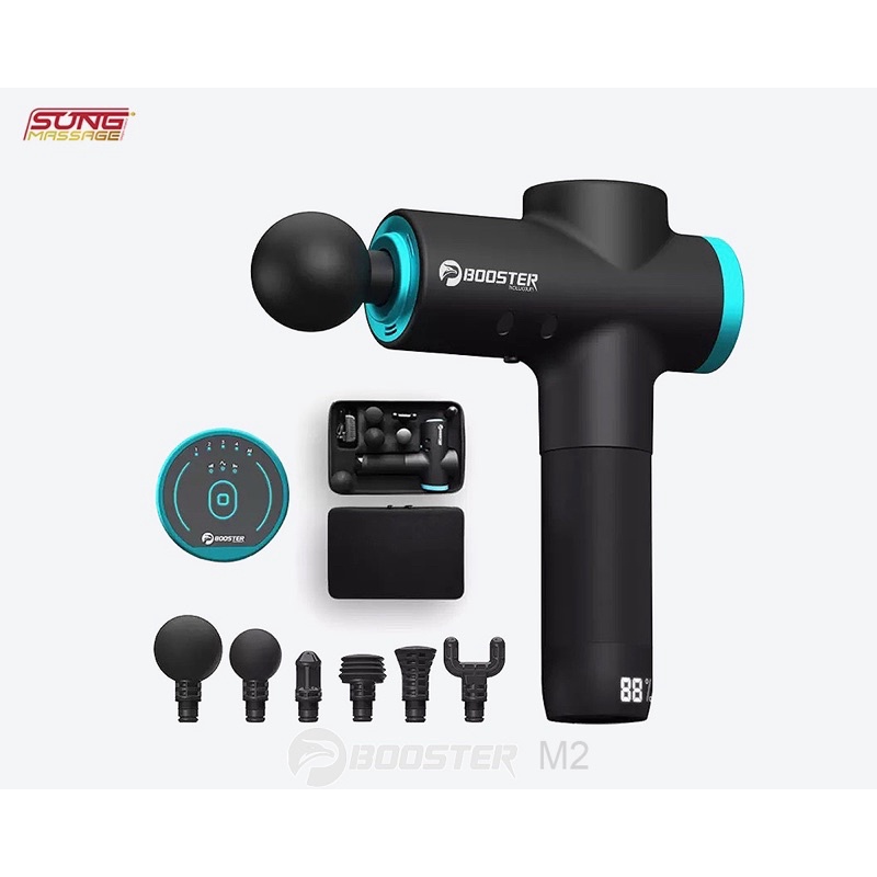 Máy,Súng massage Booster M2,công nghệ Ai,6 đầu massage tiêu chuẩn,điều trị căng cơ,giảm mỏi đau vai gáy,tay,chân