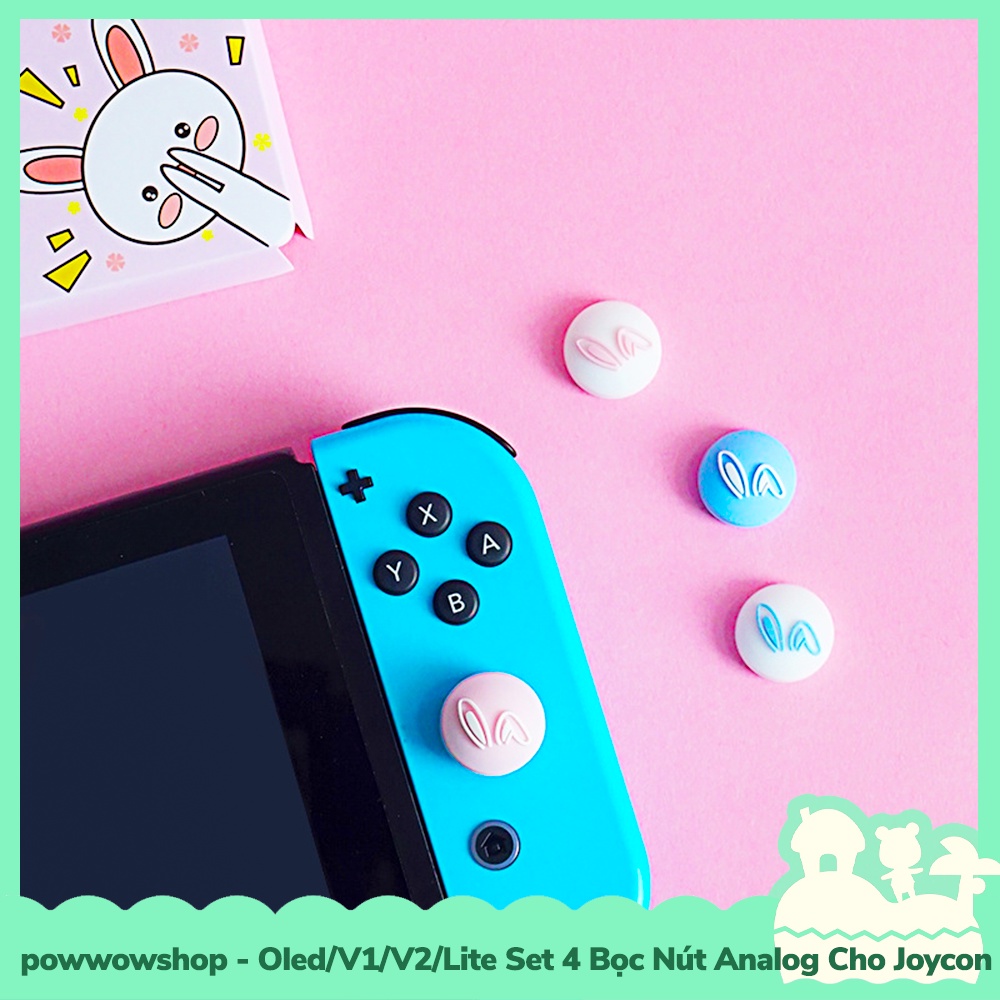 [Sẵn VN - Hỏa Tốc] Oled/V1/V2/Lite Set 4 Bọc Nút Analog Joycon Cho Máy Game Cầm Tay Nintendo Switch Mẫu Tai Thỏ Bunny Ea