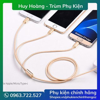 Cáp sạc 3 đầu hoặc 2 đầu hoco x2 lightning + micro usb + type c - dây sạc 3in1 2in1 đa năng - hàng chính hãng