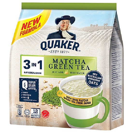 Combo 2 Túi Thức uống yến mạch Quaker 3in1 Vị Matcha 336g/túi