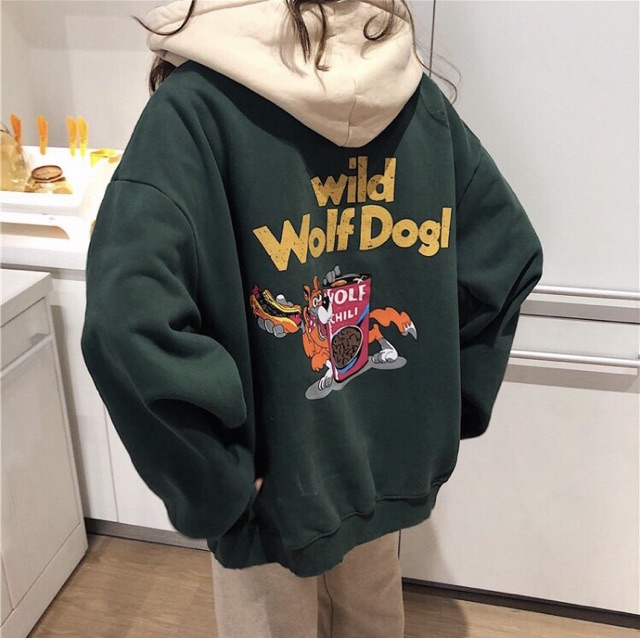 Áo hoodie vải nỉ lót bông dày dặn in Wolfdogl | BigBuy360 - bigbuy360.vn