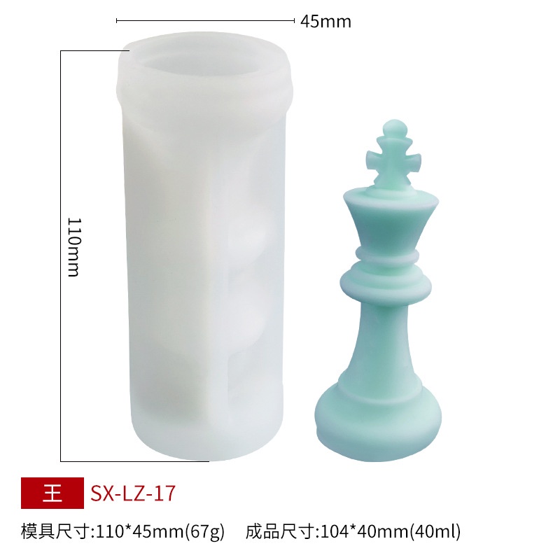 Bộ 6 Khuôn Silicone Làm Nến Thơm Hình Quân Cờ Vua Sáng Tạo