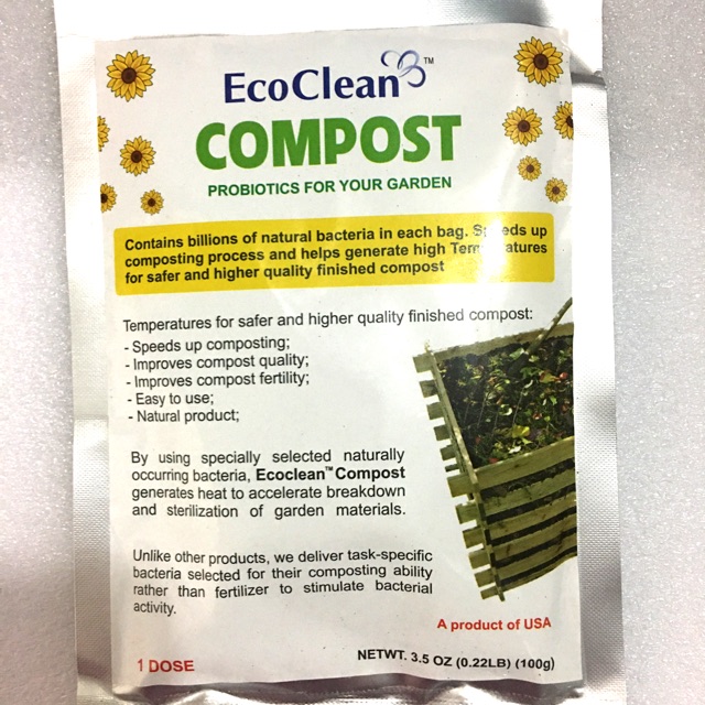 Ecoclean COMPOST - VI SINH Ủ PHÂN COMPOST HỘ GIA ĐÌNH 100gr/ gói ( kèm HDSD chi tiết)