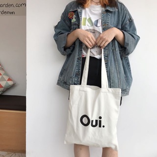 Túi tote trắng 'oui' #75k