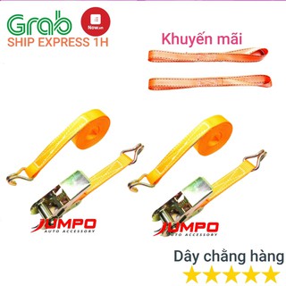 Bộ 2 dây cảo chằng hàng tăng đơ 25mmx3mmét móc J ( tặng 2 sợi dây buộc hàng xe máy )