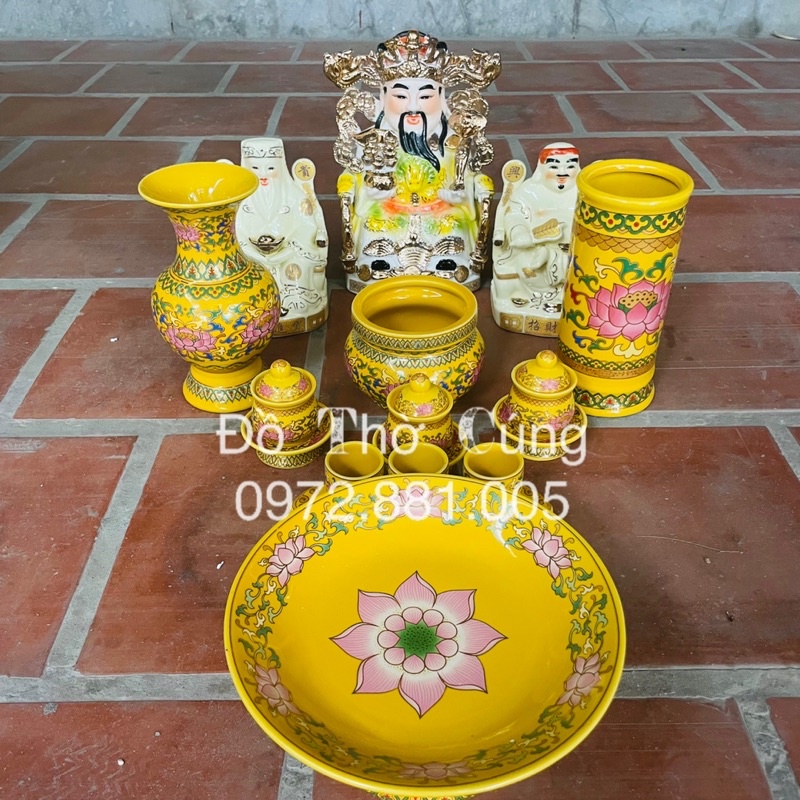Bộ Đồ Thờ Thần tài vàng gấm Cao Cấp