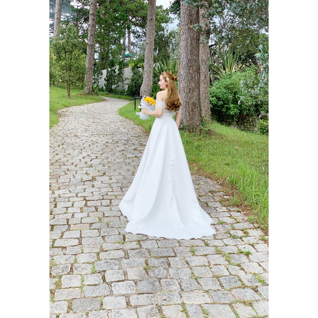 Đầm maxi trắng trễ vai, dạ hội đuôi dài sang trọng - Hình thật SP 100% (hàng thiết kế cao cấp) | BigBuy360 - bigbuy360.vn