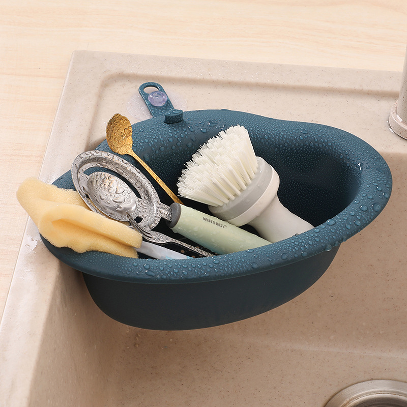 Giá Đựng Miếng Xốp Rửa Chén Ráo Nước Hình Tam Giác Thiết Kế Đơn Giản Nhanh Khô Chống Tắc Nghẽn Cho Nhà Bếp