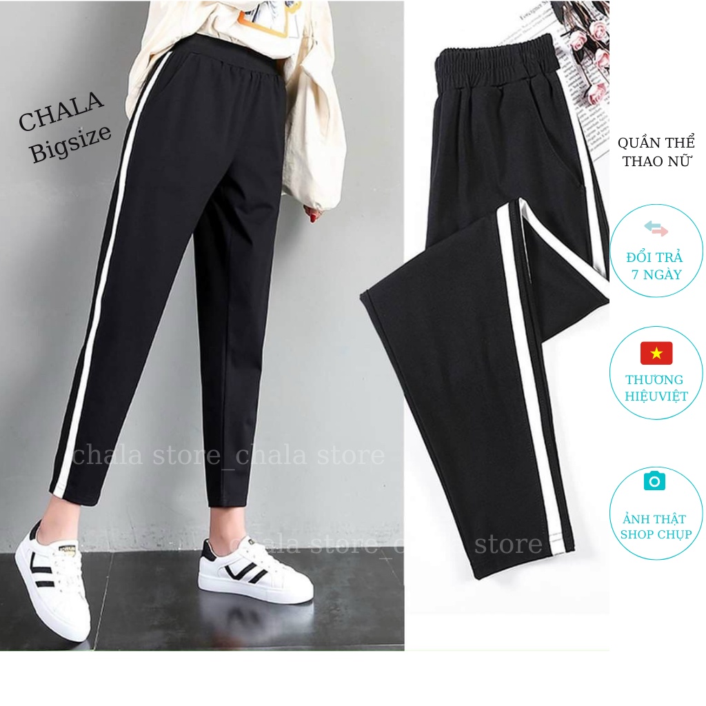 Quần Thể Thao Nữ 1 Sọc Chala, Quần Jogger Umi Lưng Chun Cạp Cao Dáng Baggy