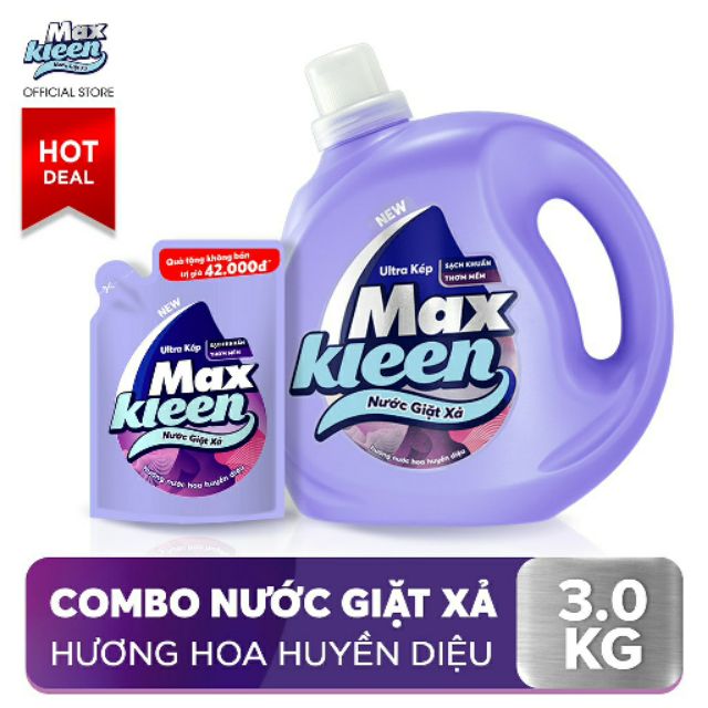 Túi nươc giặt xả maxkieen hương nước hoa huyền riệu 2/4 lít tặng túi nước giặt 600ml