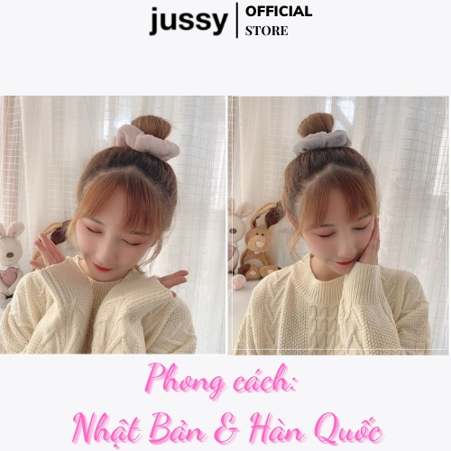 Dây Cột Tóc Scrunchies Chất Len Nhung Mềm Mịn Dây Buộc Tóc Jussy Fashion Thiết Kế 1 Màu Trơn Đơn Giản Dễ Thương [1 SỢI]