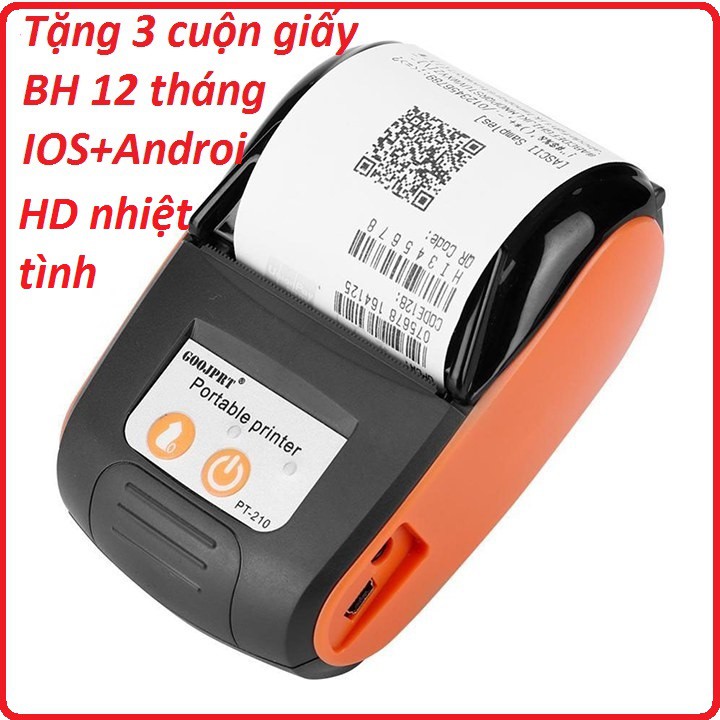 Máy in hóa đơn bluetooth GOOJPRT PT-210 Hỗ trợ in ViettelPay Pro, KiotViet, Sapo, Loyverse,GoViet,Viettelpay.V.V