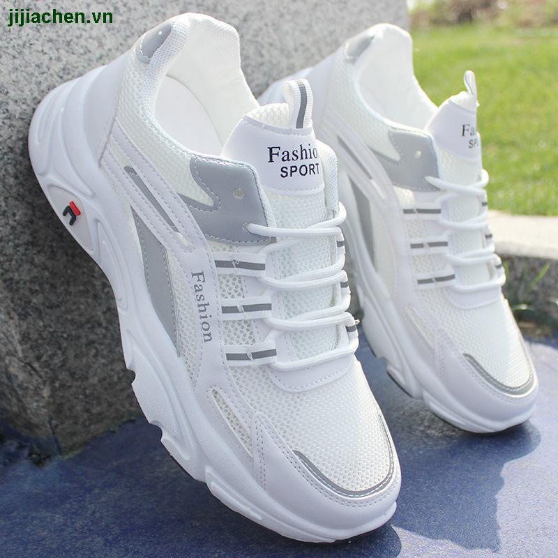 Giày thể thao trắng cổ thấp khử mùi thoáng khí chống thấm nước thời trang thu đông cho nam