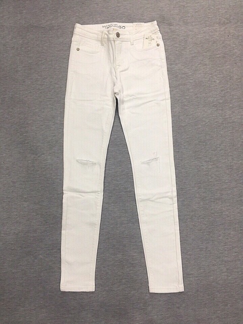 Jeans xuất khẫu trắng đen rách gối