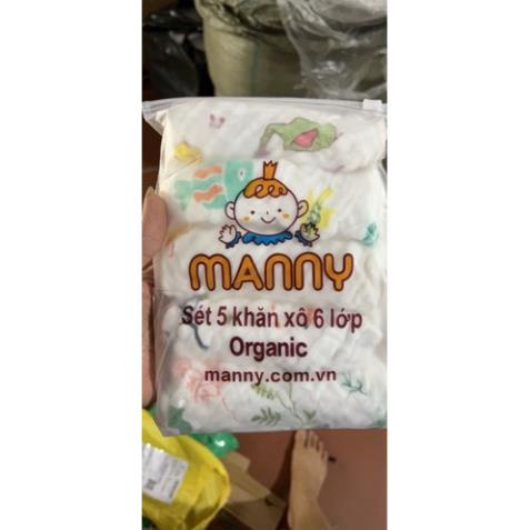Sét 5 Khăn mặt, khăn sữa nhăn 6 lớp manny cao cấp
