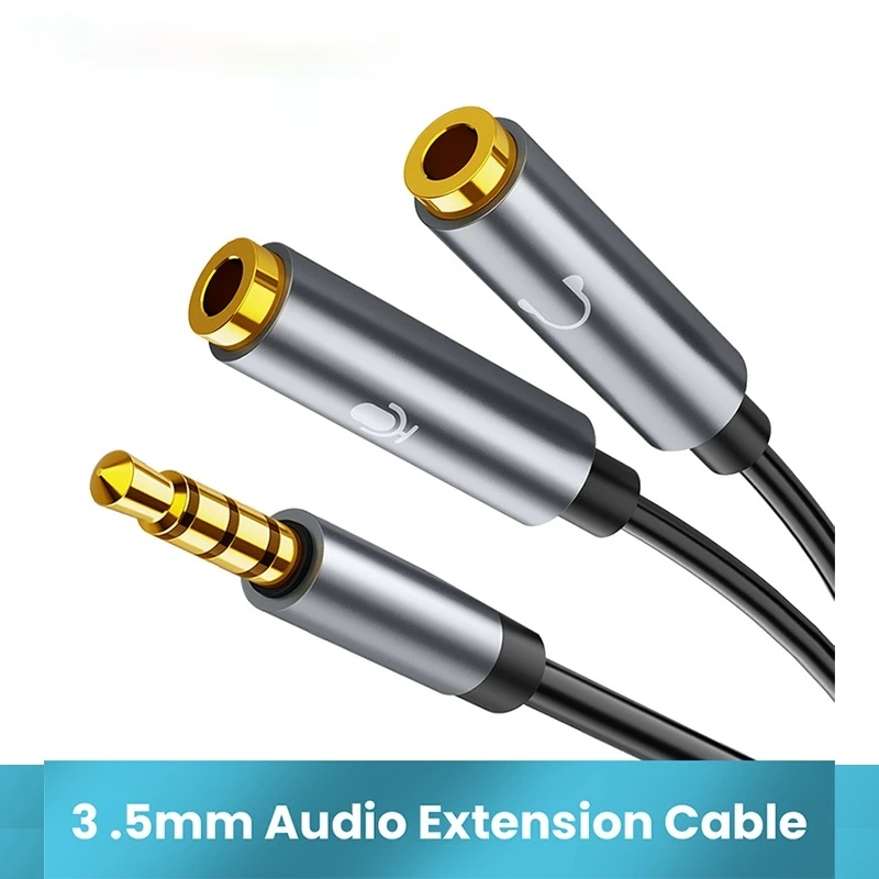 Dây Cáp Chuyển Đổi Âm Thanh Hai Trong Một Giắc Cắm 3.5mm Kèm Mic Và Đầu Nối Hỗ Trợ Cho Điện Thoại / Máy Tính Bảng Android / Ios