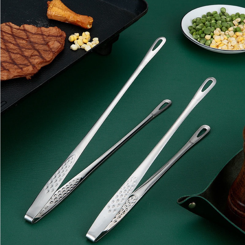 Kẹp gắp thức ăn cán dài cỡ 20/23/28cm bằng thép không gỉ an toàn tiện dụng