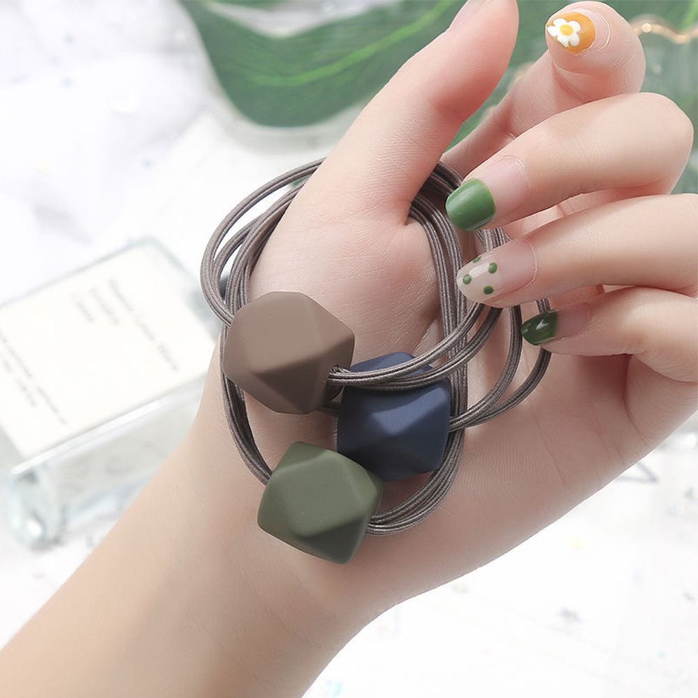 Dây cột tóc co giãn đính khối hình vuông cho nữ